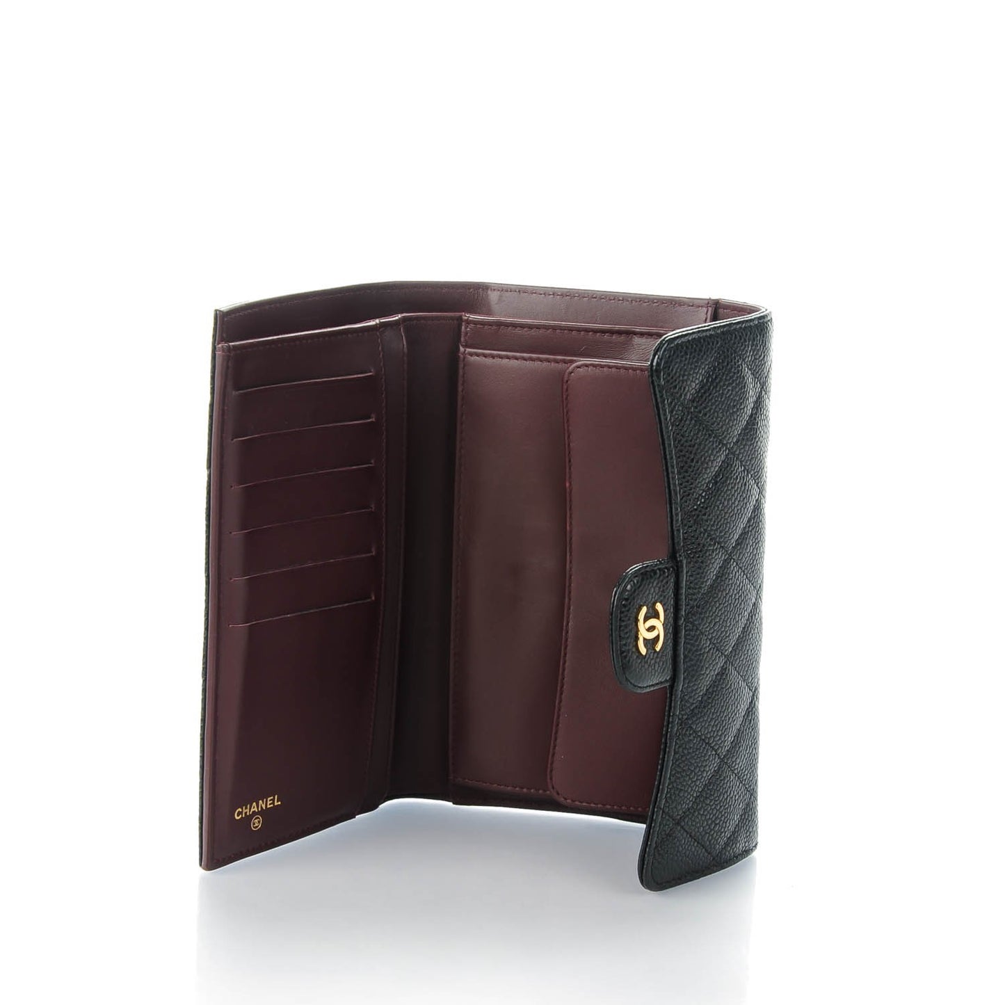 Caviar Quilted Large Flap Wallet Black