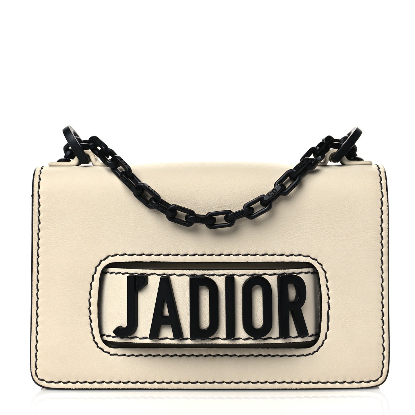 Smooth Calfskin Mini J'Adior Chain Flap Bag Off White
