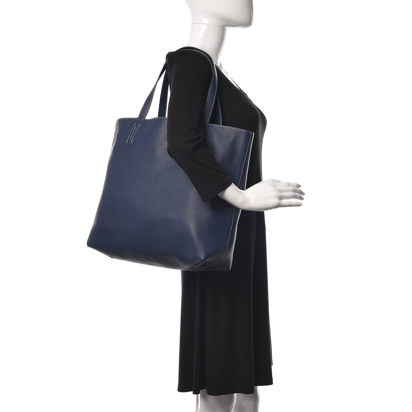 Taurillon Clemence Sikkim Double Sens 36 Reversible Tote Bleu Saphir