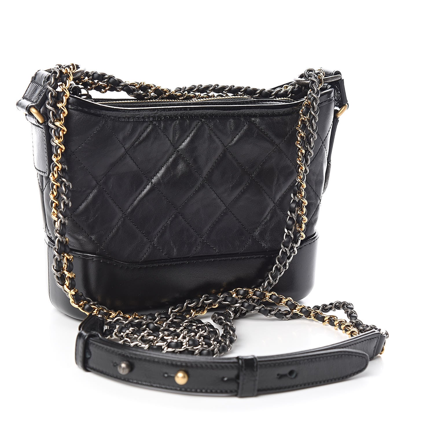 Chanel Aged Calfskin Quilted Small Gabrielle Hobo Black 3 of 13