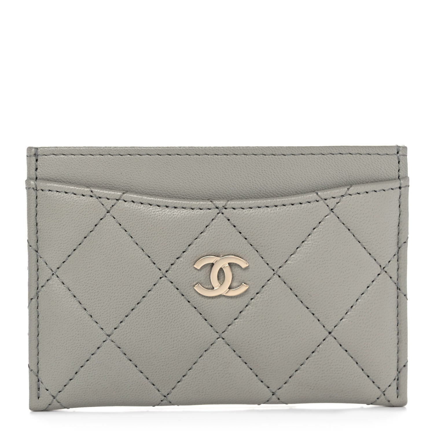 Chanel Lambskin Quilted Card Holder Grey 1 of 10