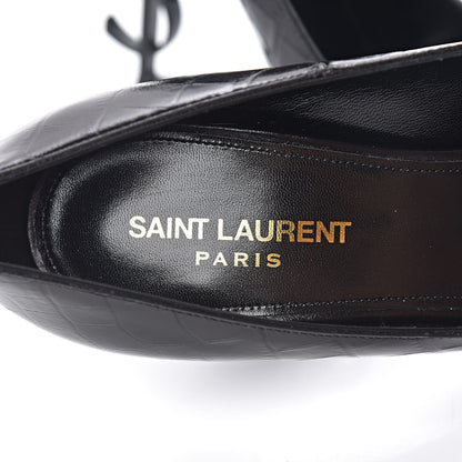 Saint Laurent Calfskin Crocodile Embossed Opyum 110 Pumps 38 Black 6 of 8