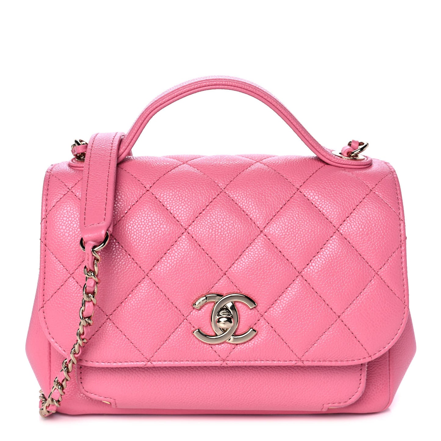 Caviar Quilted Small Business Affinity Flap Pink