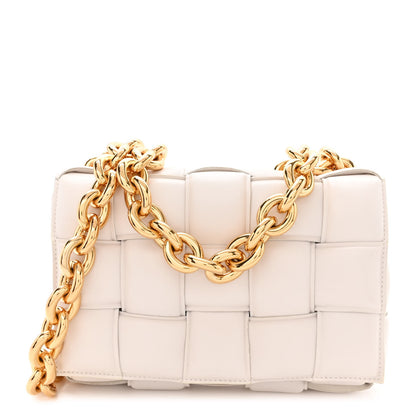 Bottega Veneta Lambskin Maxi Intreccio Padded Chain Cassette Crossbody Bag White 1 of 11