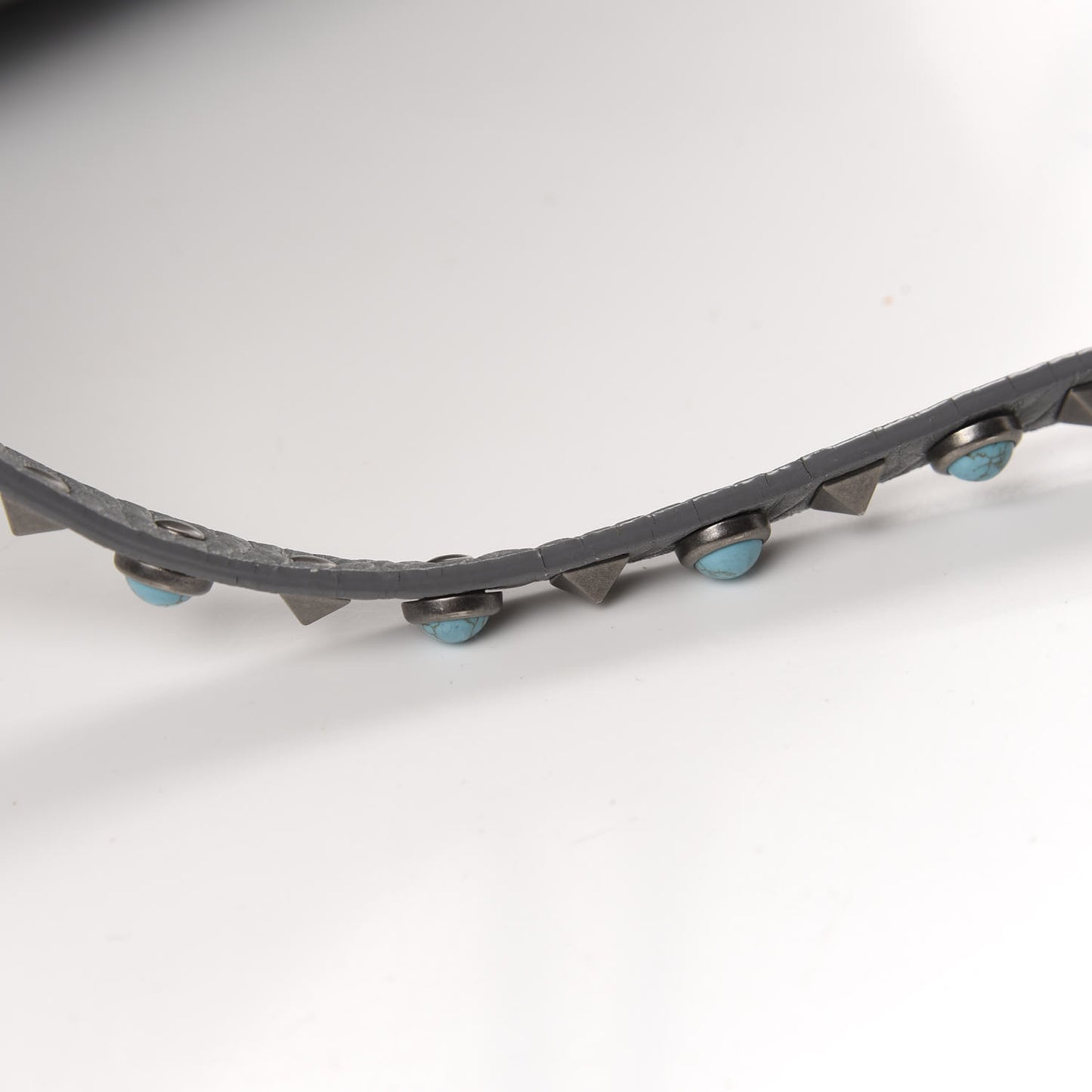 Grained Calfskin Turquoise Small Rockstud Rolling Tote Light Stone