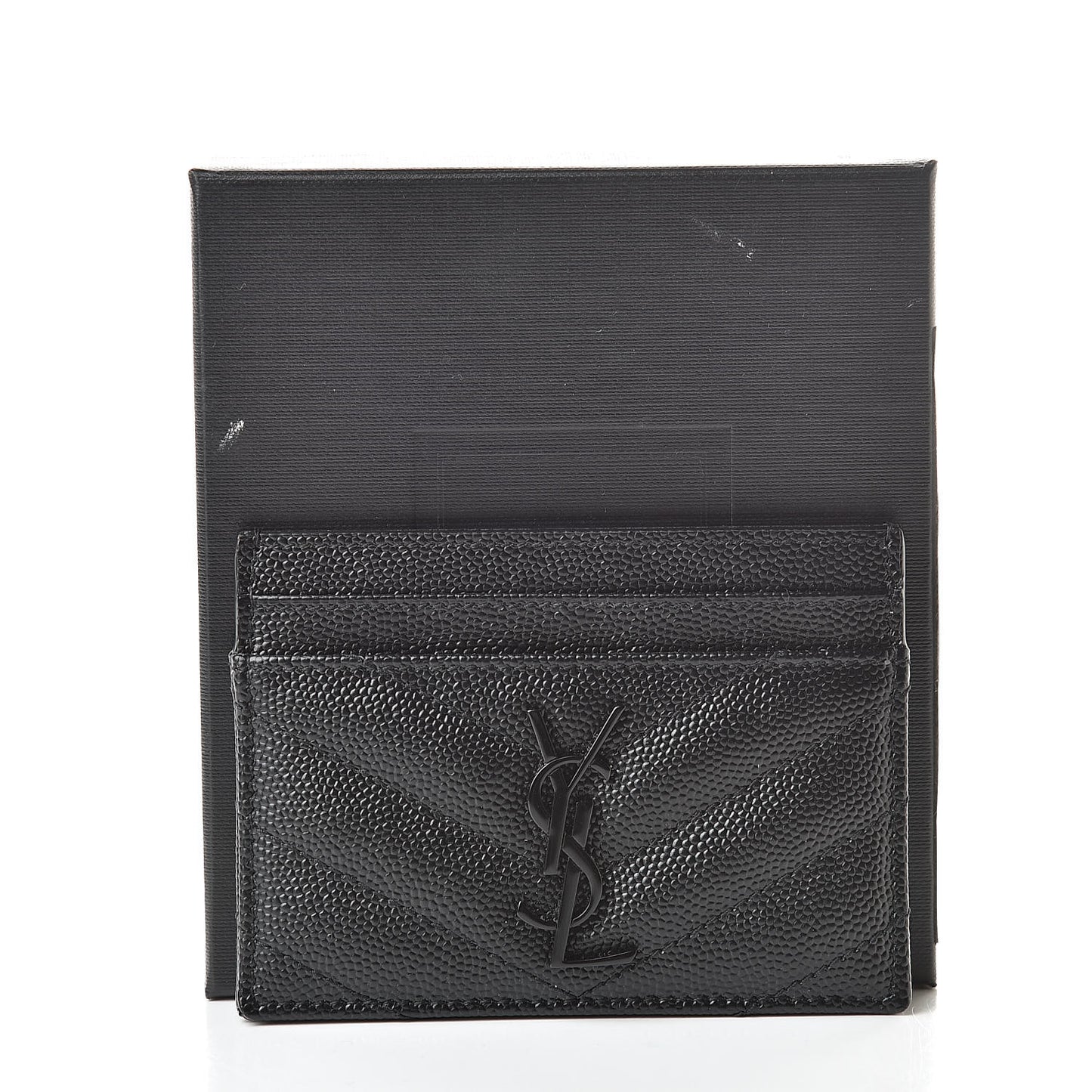 Grain De Poudre Matelasse Chevron Monogram Credit Card Case Black