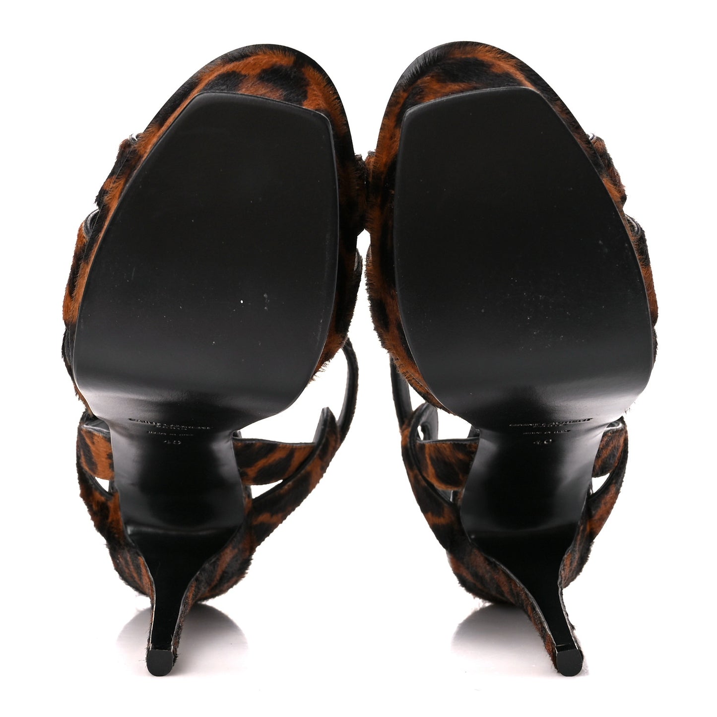 Pony Hair Leopard Print Tribute 105 Platform Sandals 40 Naturale
