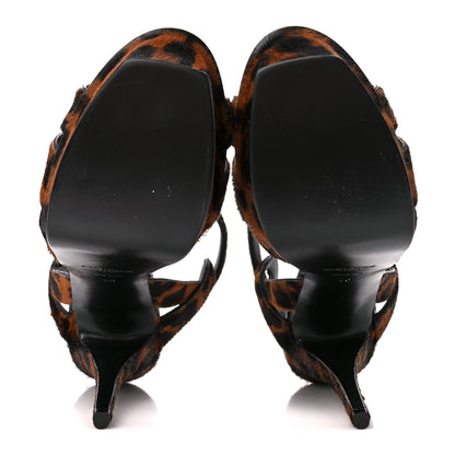 Saint Laurent Pony Hair Leopard Print Tribute 105 Platform Sandals 40 Naturale 6 of 9