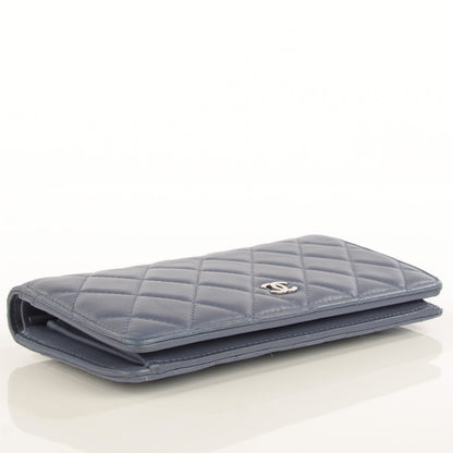 Chanel Lambskin Quilted Yen Wallet Blue 5 of 9
