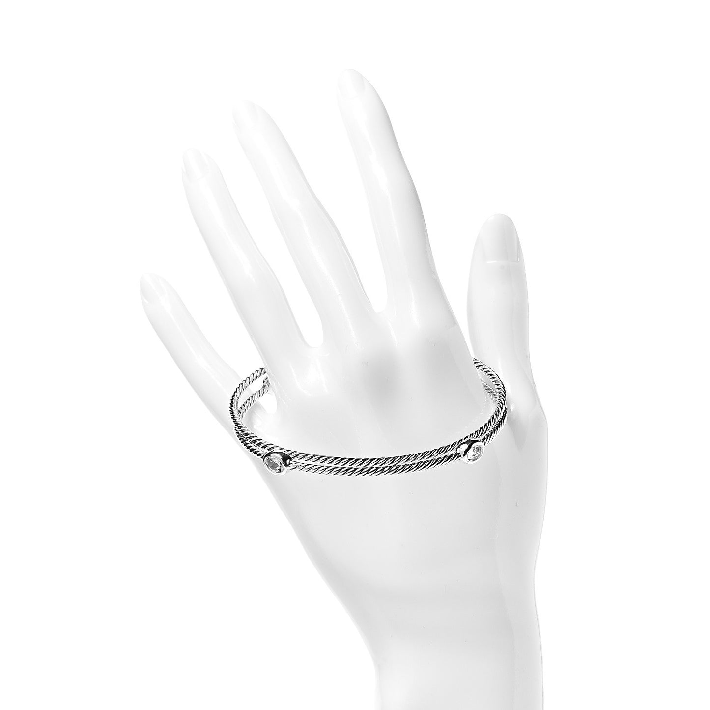 Sterling Silver Crystal Color Classics Cable Bangle Bracelet Set of 2