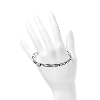 David Yurman Sterling Silver Crystal Color Classics Cable Bangle Bracelet Set of 2 2 of 4