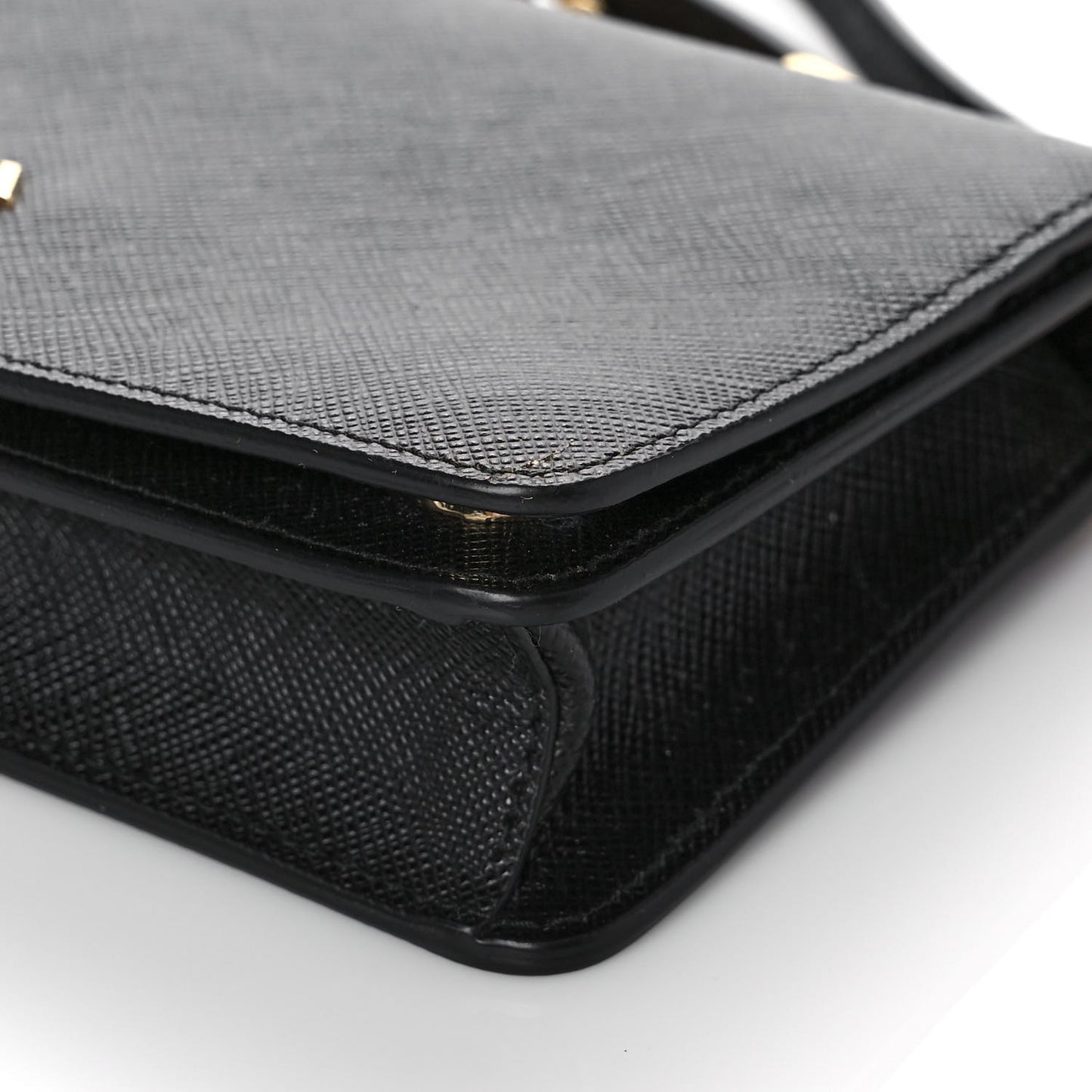 Saffiano Metal Phone Wristlet Crossbody Wallet Black