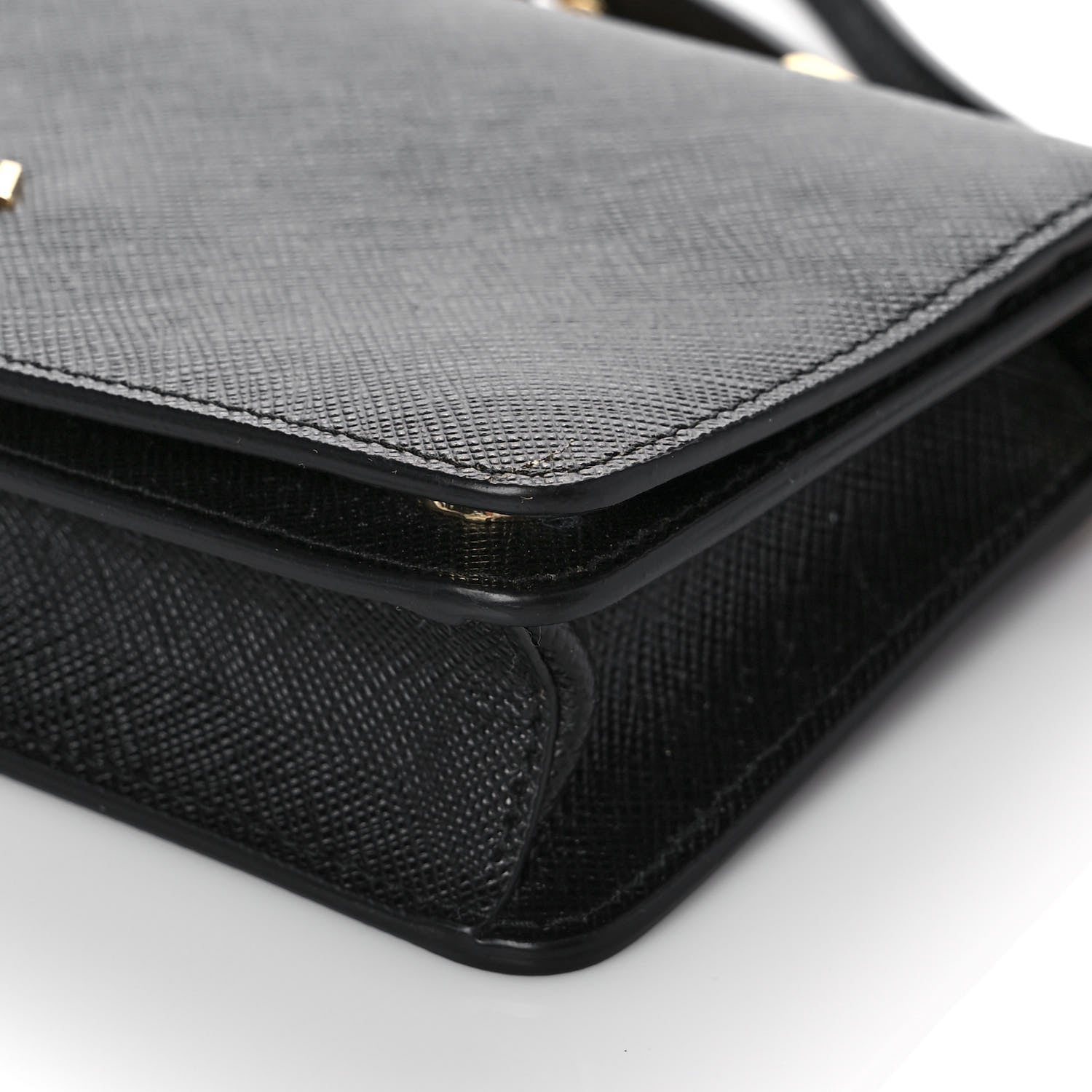 Prada Saffiano Metal Phone Wristlet Crossbody Wallet Black 9 of 9