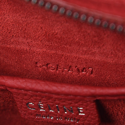 Celine Drummed Calfskin Nano Luggage Red 7 of 8