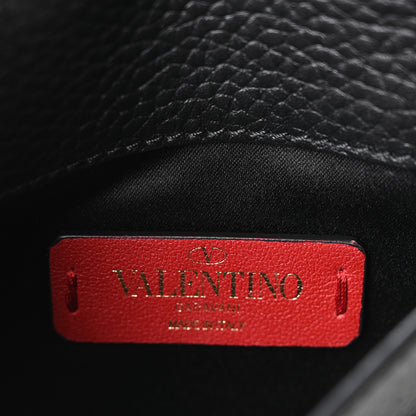 Valentino Garavani Pebbled Calfskin Rockstud Double Pocket Chain Crossbody Black 6 of 9