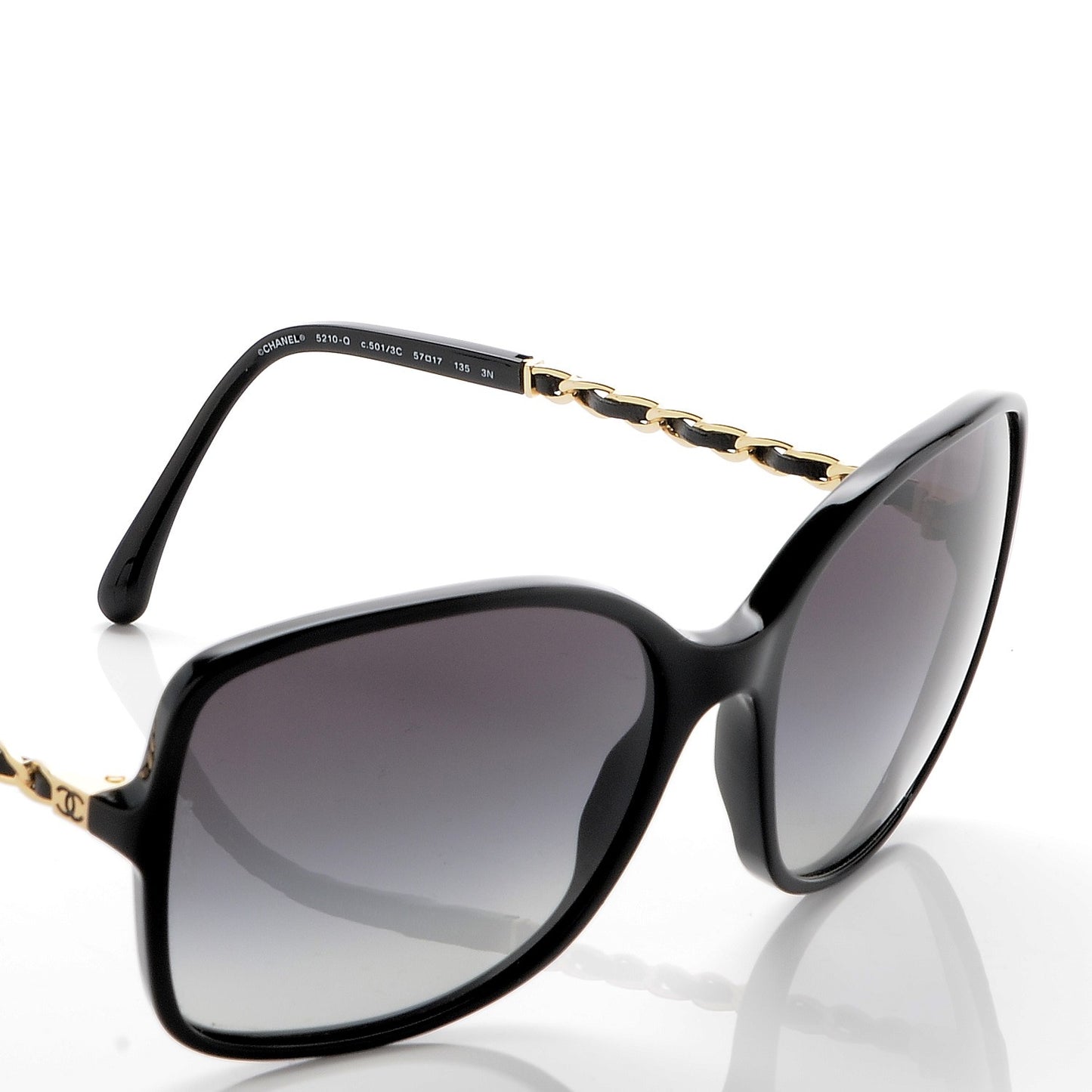 Lambskin Square Chain Sunglasses 5210-Q Black