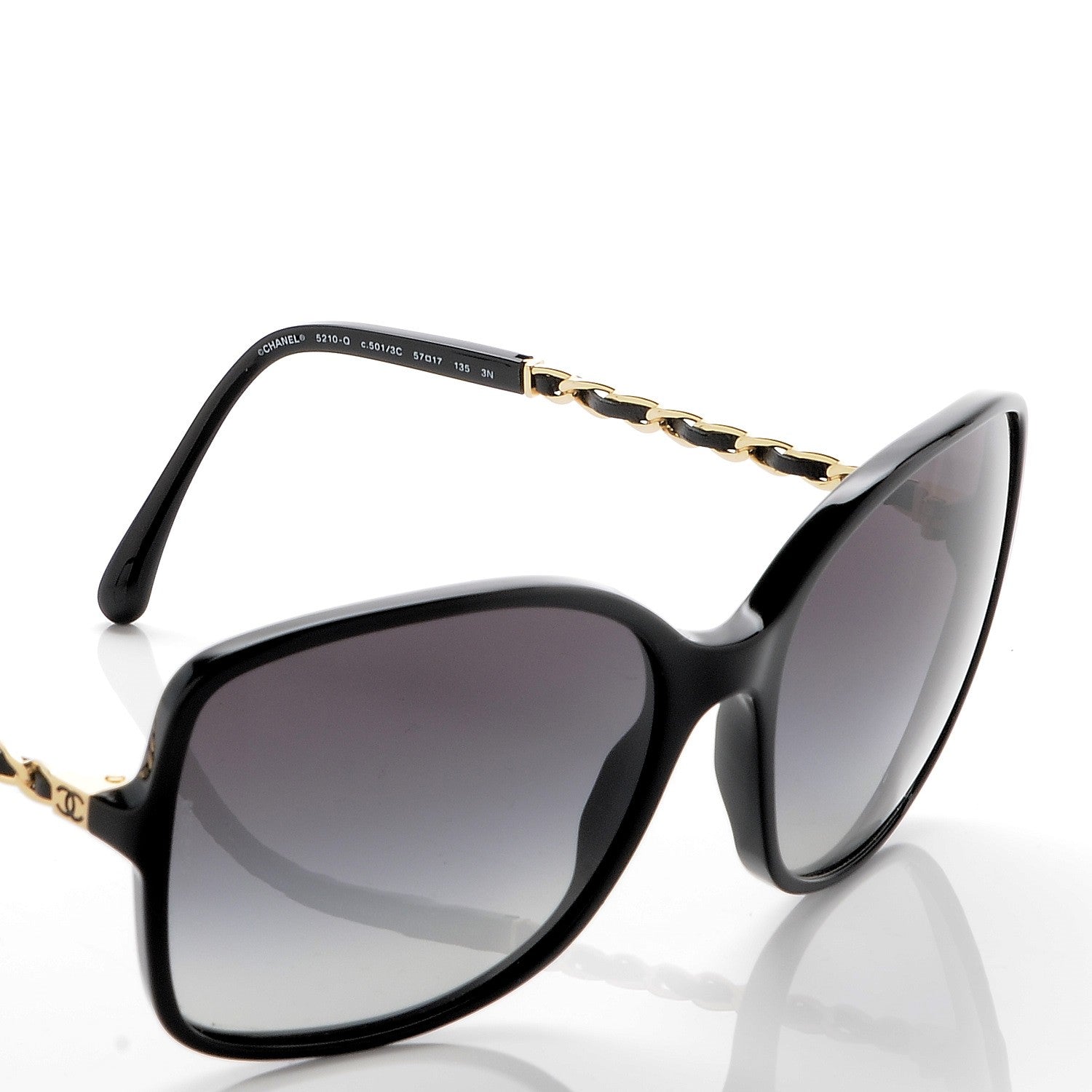 Chanel Lambskin Square Chain Sunglasses 5210-Q Black 6 of 9