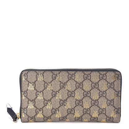 Gucci GG Supreme Monogram Bees Zip Around Wallet 1 of 8