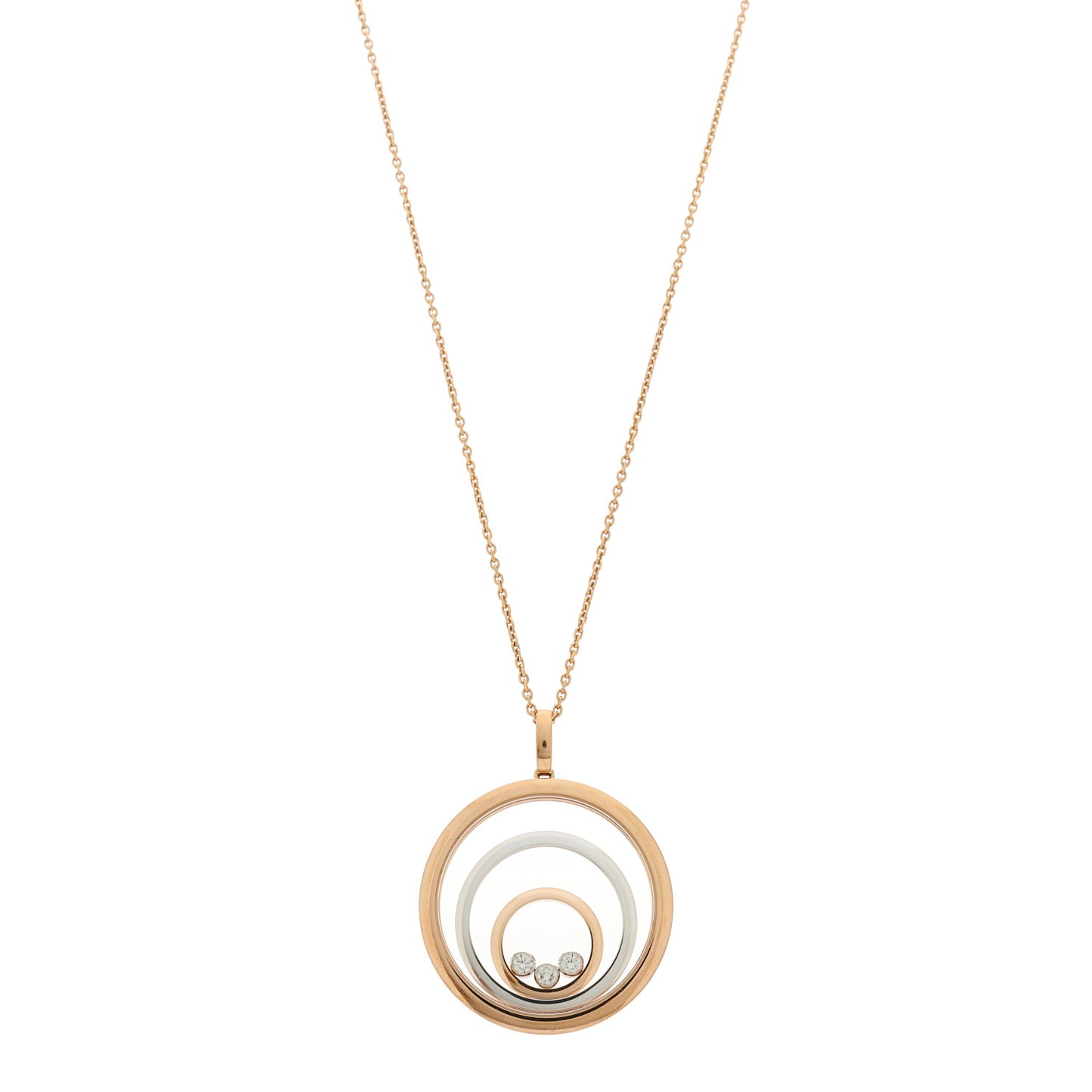 18K Rose White Gold Diamond Happy Spirit Pendant Necklace