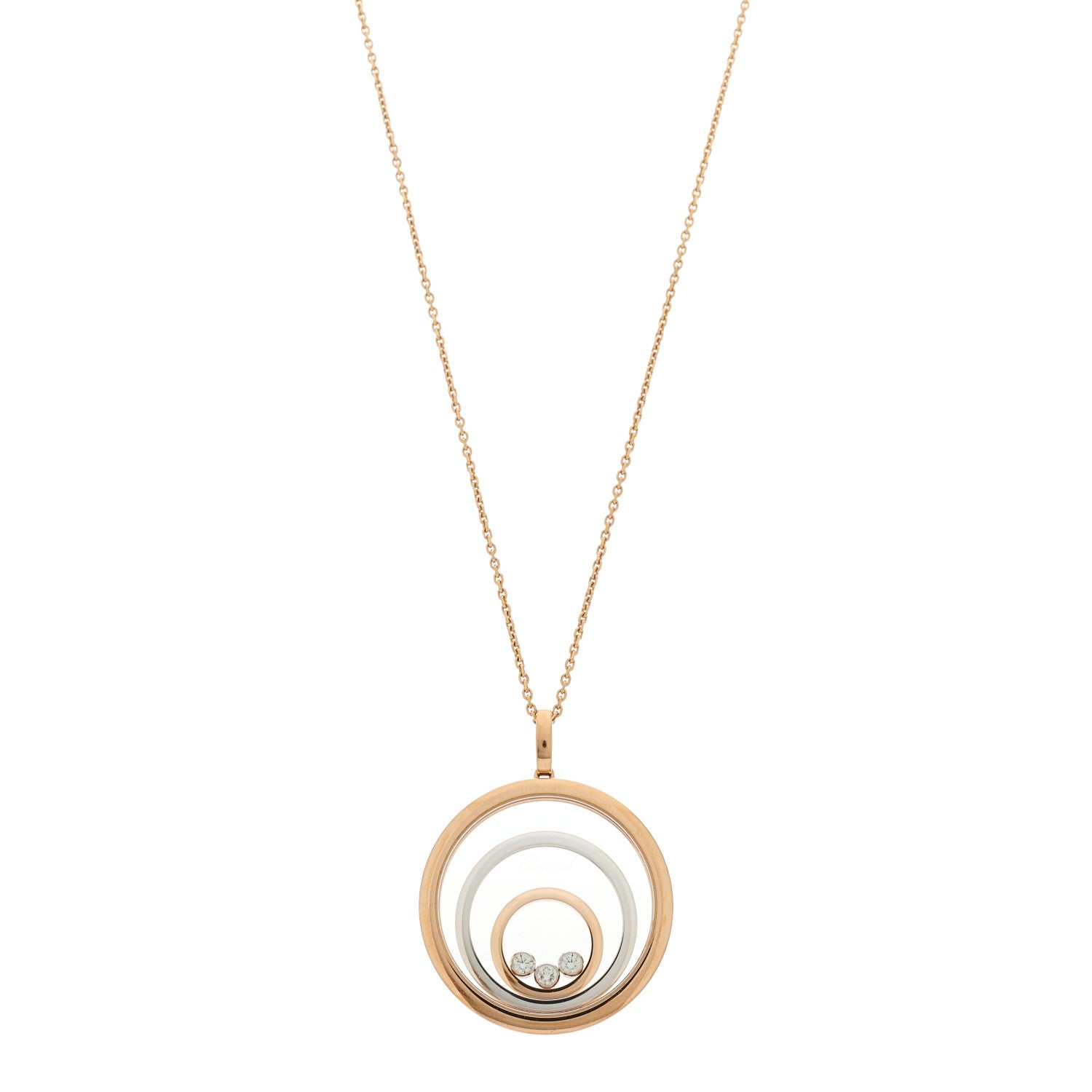 Chopard 18K Rose White Gold Diamond Happy Spirit Pendant Necklace 1 of 5
