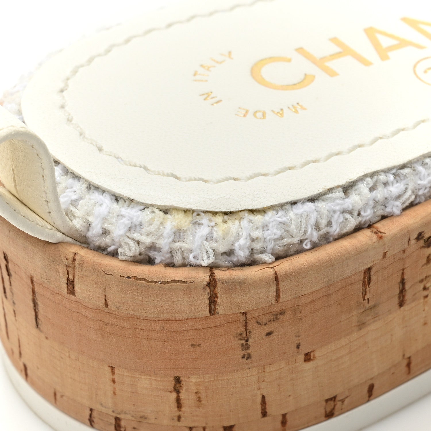 Chanel Tweed Cork CC Chain Mule Sandal 36.5 White 9 of 10