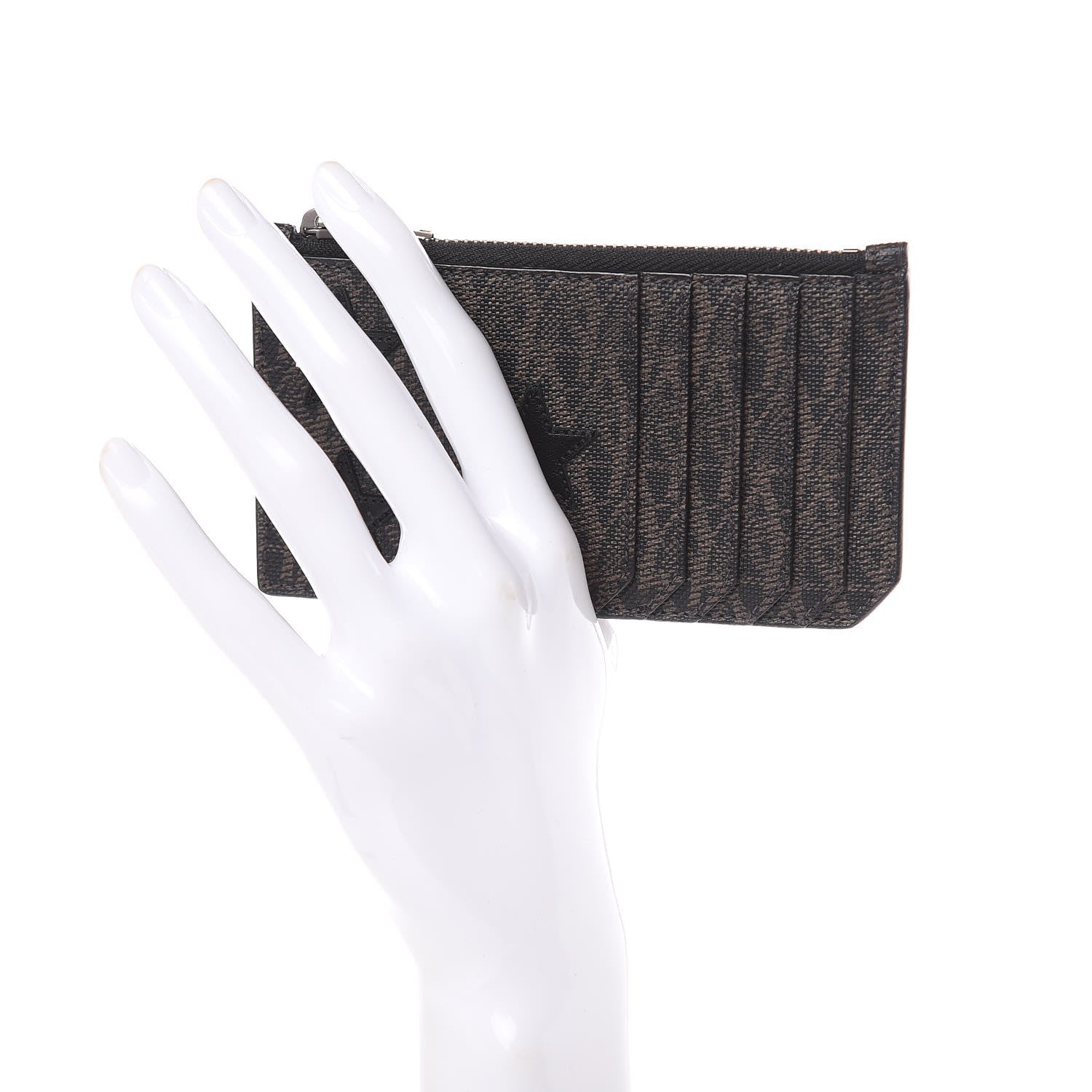Saint Laurent Classic Toile Monogram Stars 5 Fragments Zip Pouch Card Holder Black 2 of 7
