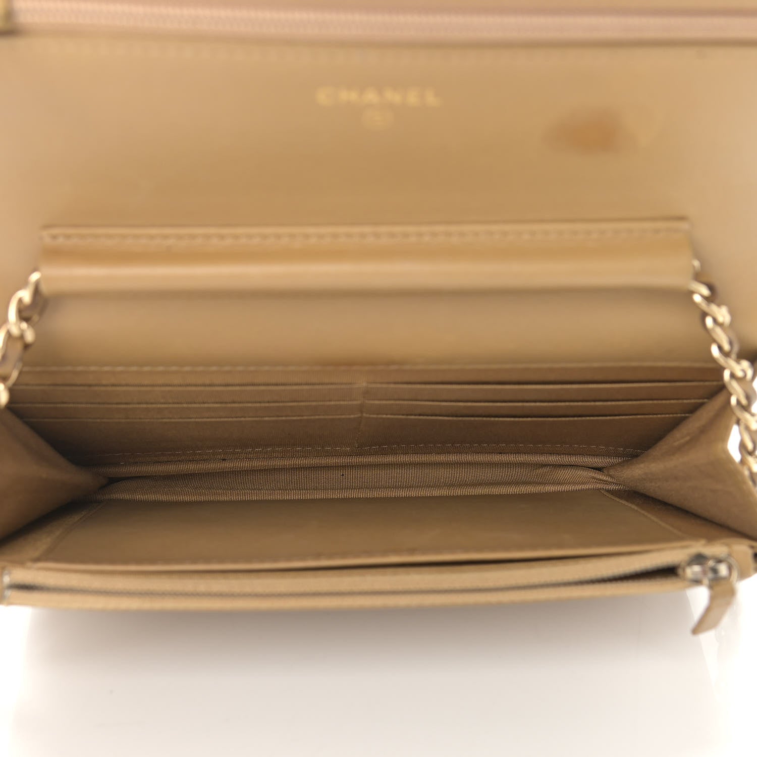 Chanel Lambskin Chevron Quilted Boy Wallet On Chain WOC Beige 5 of 11