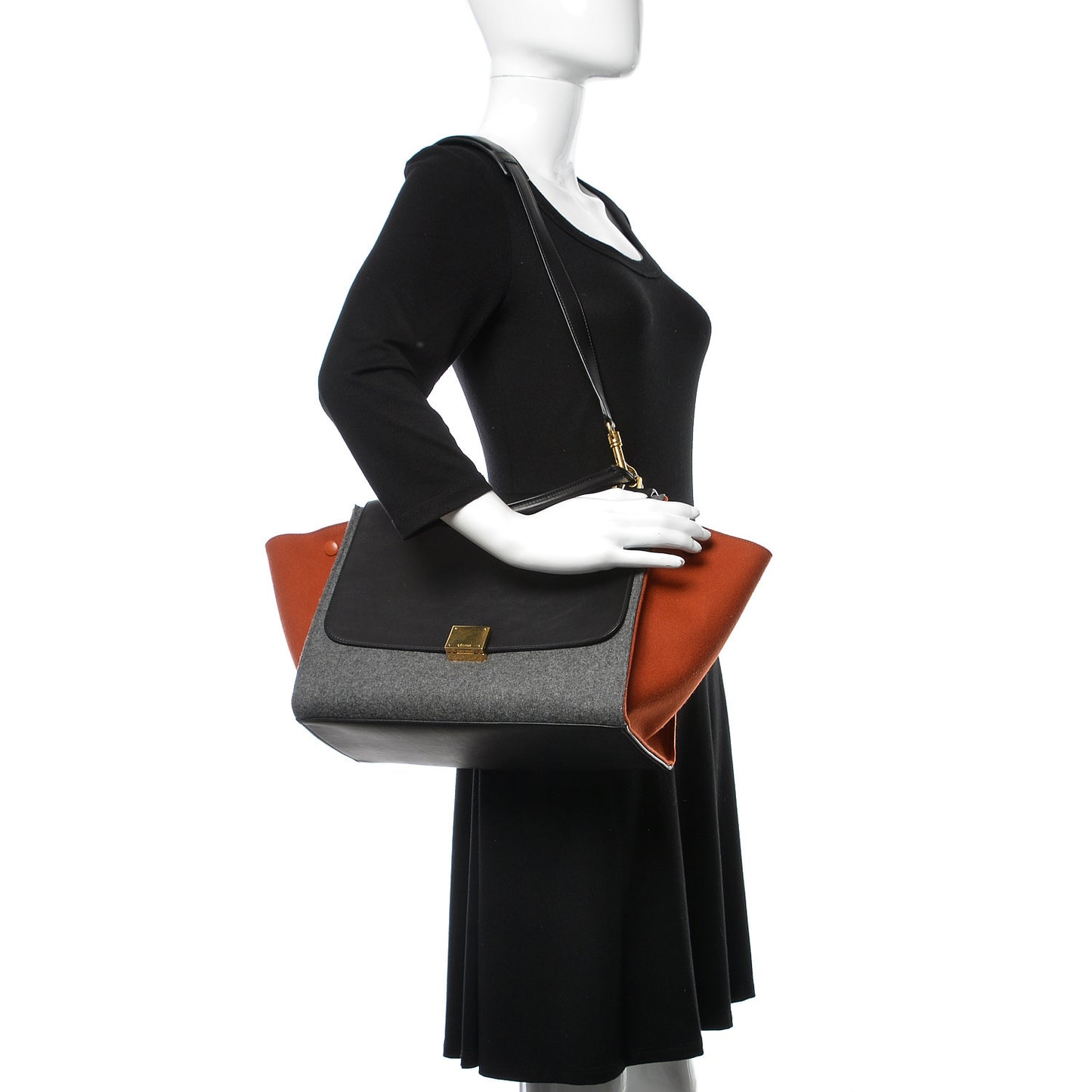Felt Smooth Calfskin Tri-color Medium Trapeze Brick
