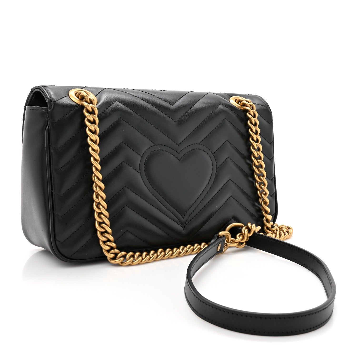 Gucci Calfskin Matelasse Small GG Marmont Shoulder Bag Black 3 of 10