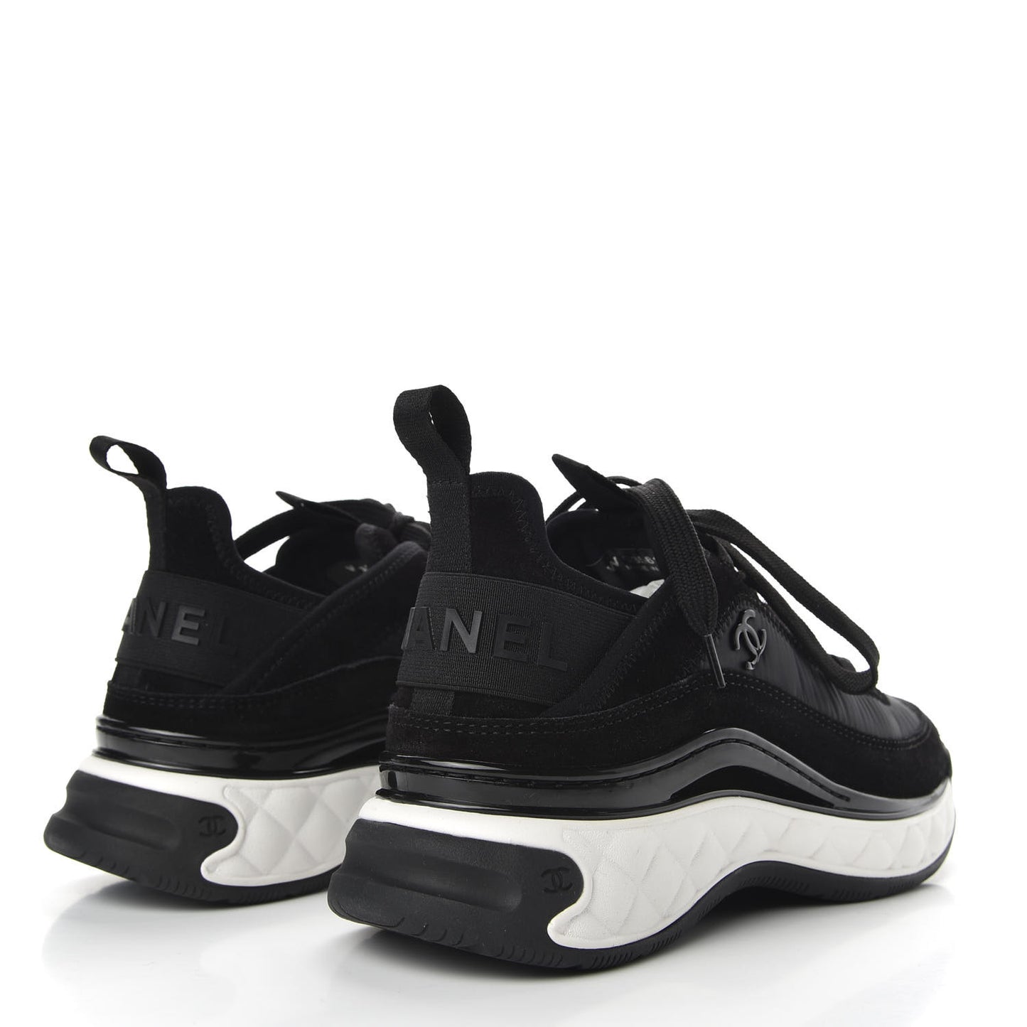 Fabric Calfskin Suede CC Sneakers 37 Black