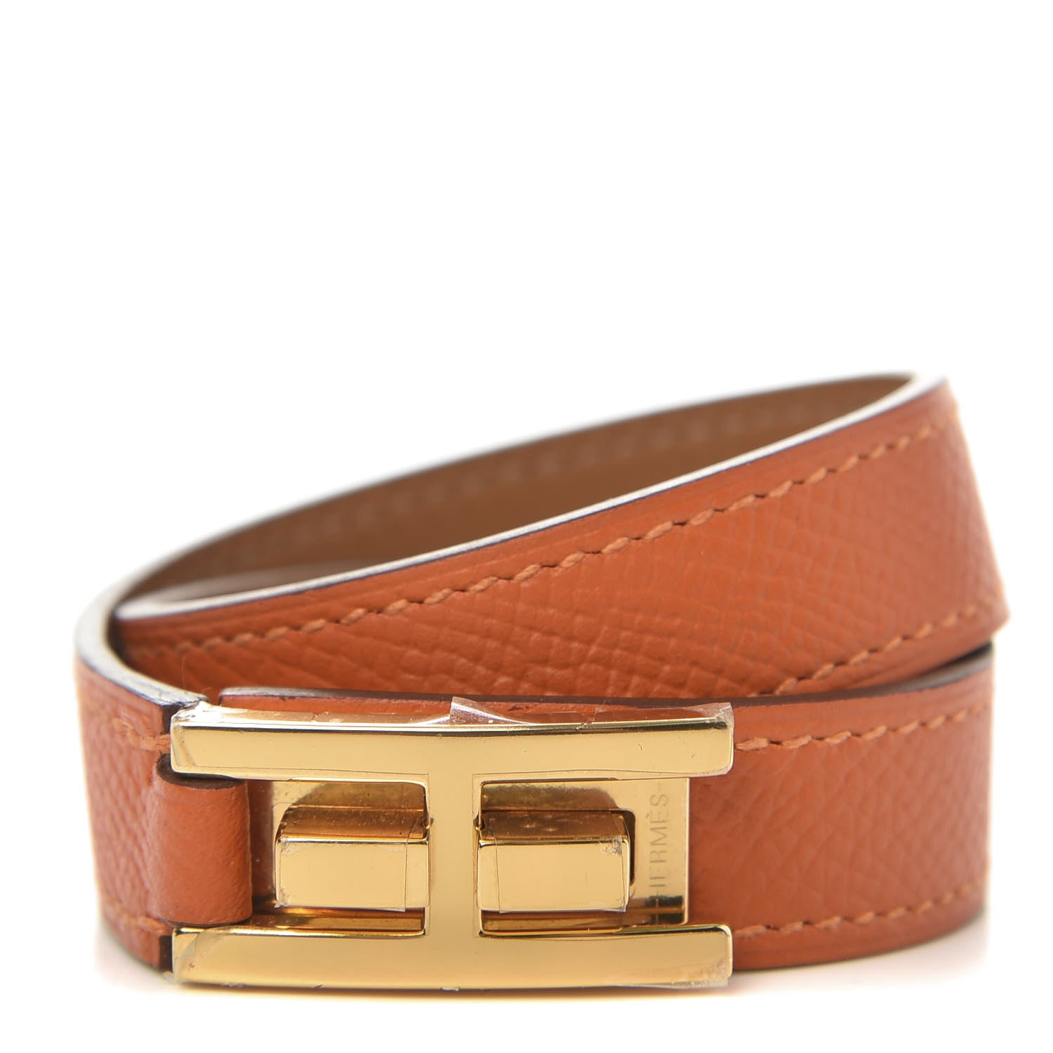Hermes Epsom Drag Double Tour Bracelet T1 Orange 1 of 5