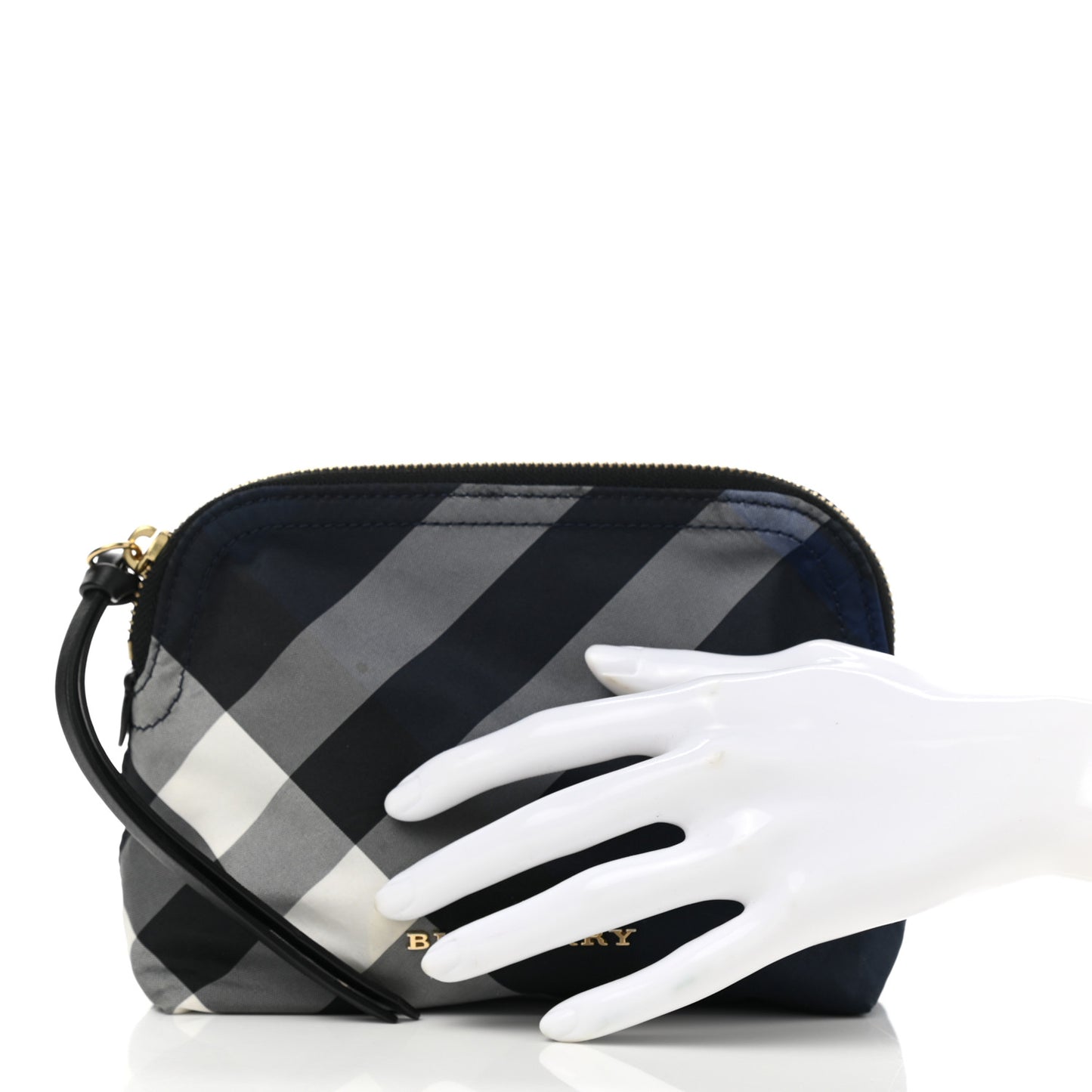 Nylon Nova Check Zip Top Pouch Indigo Blue