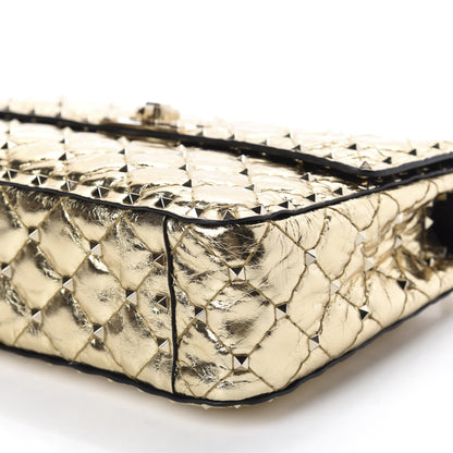 Valentino Garavani Metallic Wrinkled Lambskin Medium Rockstud Spike Shoulder Bag Mekong 7 of 9