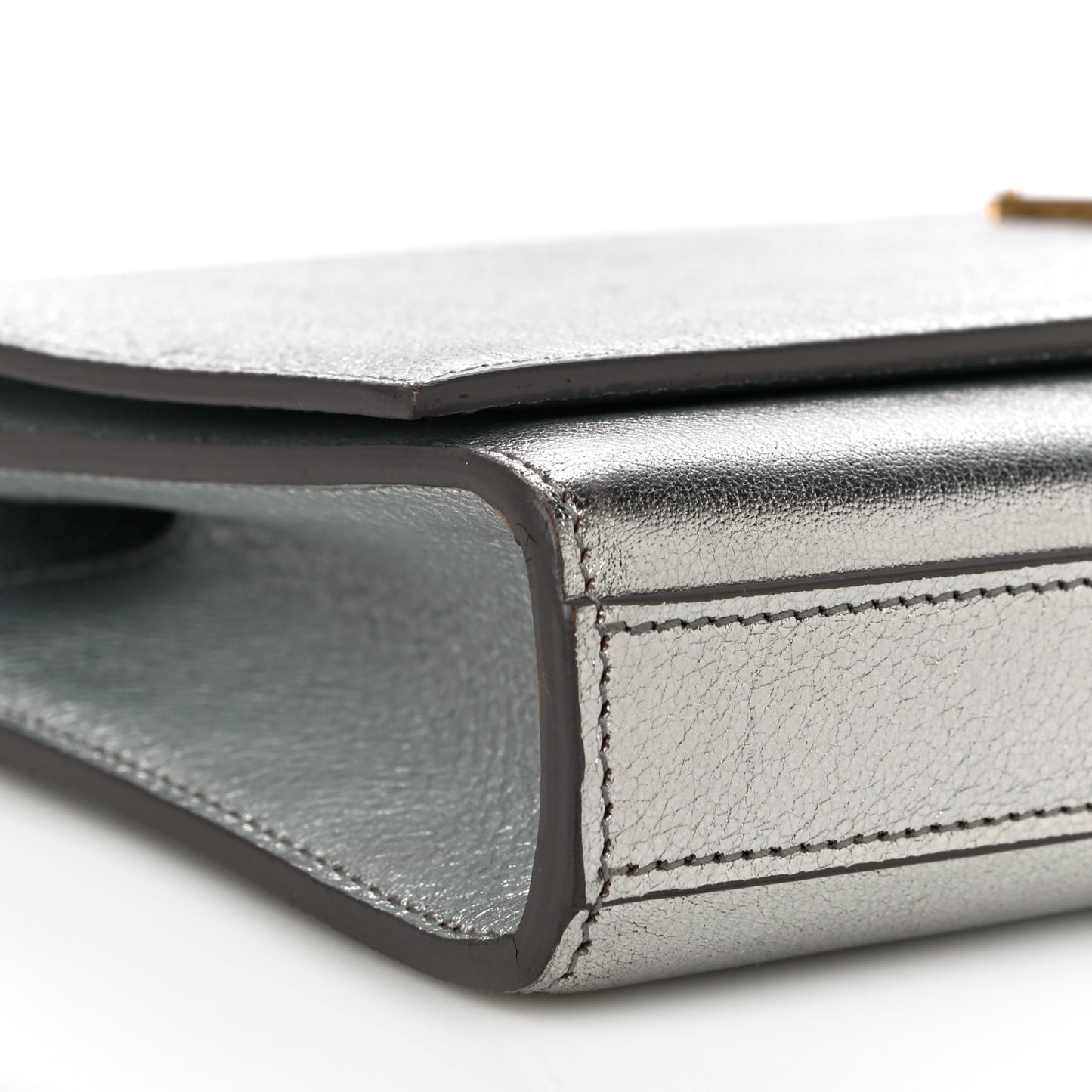 Textured Metallic Calfskin Classic Monogram Cassandre Clutch Silver