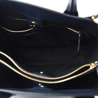 Burberry Calfskin House Check Medium Banner Tote Ink Blue 5 of 10