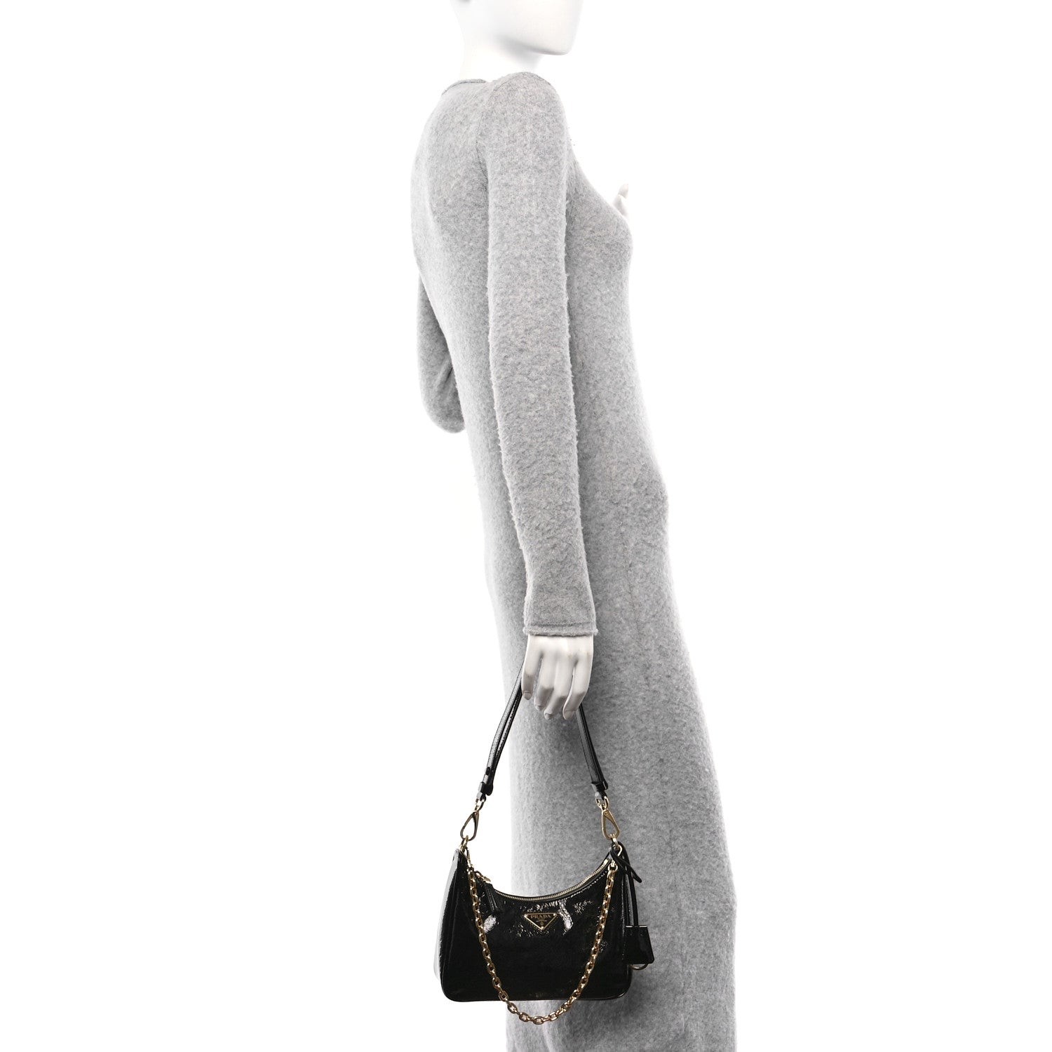 Prada Patent Naplak Re-Edition Mini Shoulder Bag Black 2 of 10