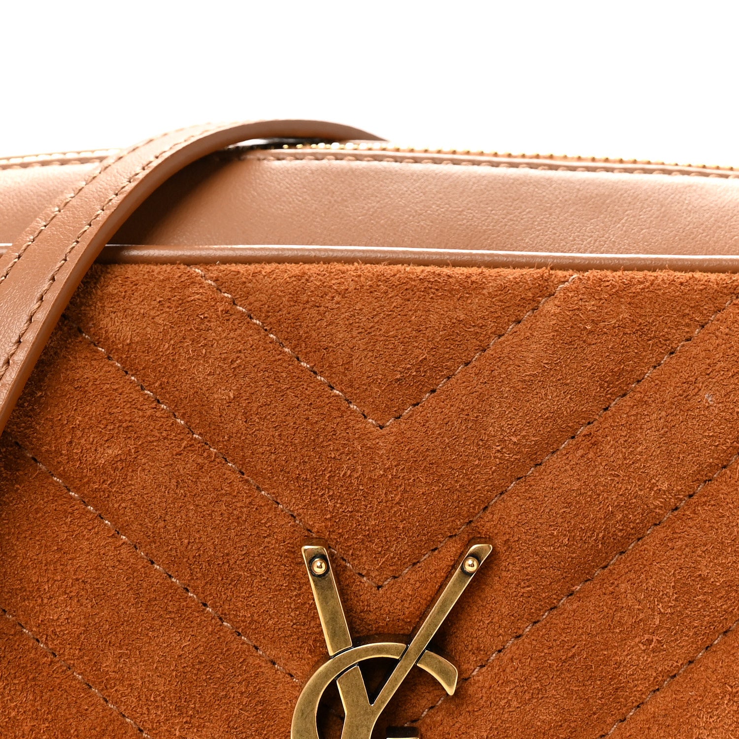 Saint Laurent Suede Matelasse Monogram Lou Camera Bag Cinnamon 7 of 9