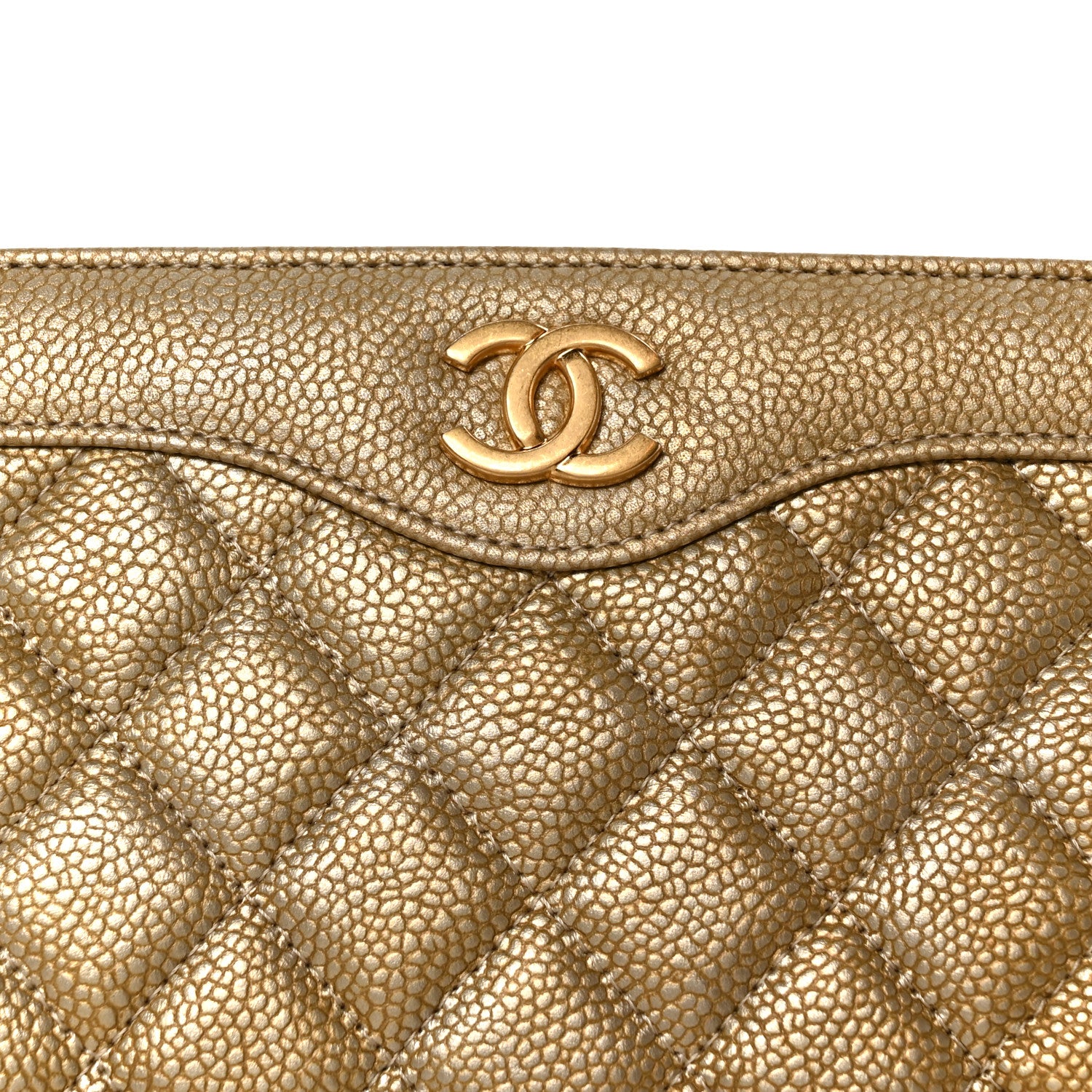 Chanel Metallic Caviar Quilted Clutch Gold 8 of 8
