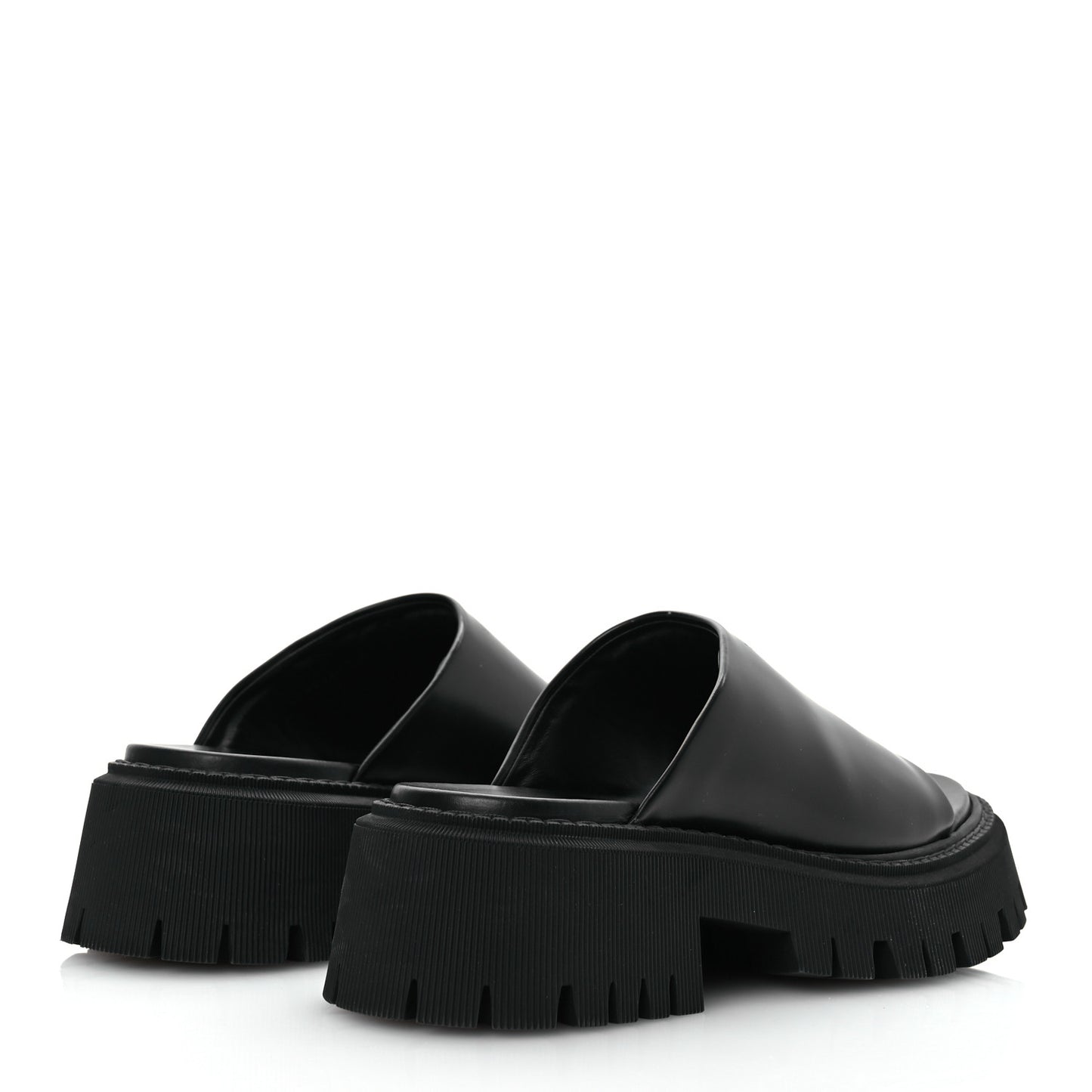 Jive Smooth Calfskin Logo Embossed Womens Tractor Platform 38 Black