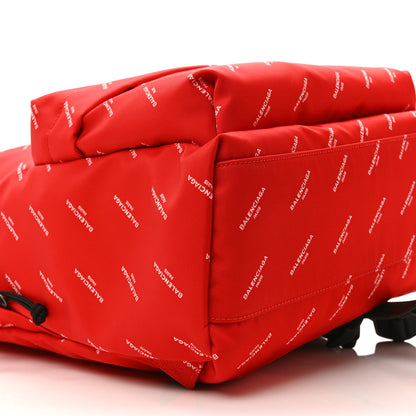 Balenciaga Twill Nylon Allover Logo Print Explorer Backpack Rouge Vermillion White 8 of 9