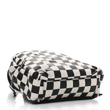 Saint Laurent Calfskin Checked Print Nuxx Backpack Black White 4 of 11