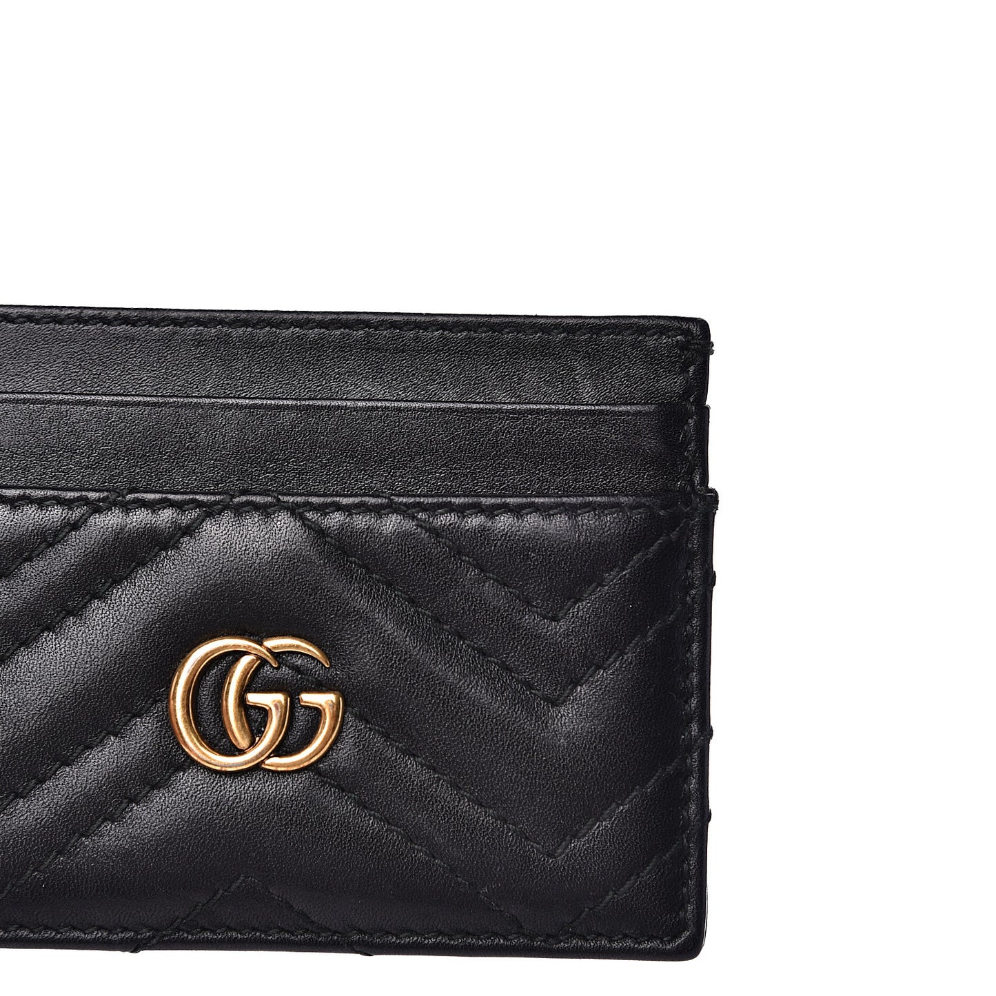 Calfskin Matelasse GG Marmont Card Holder Black
