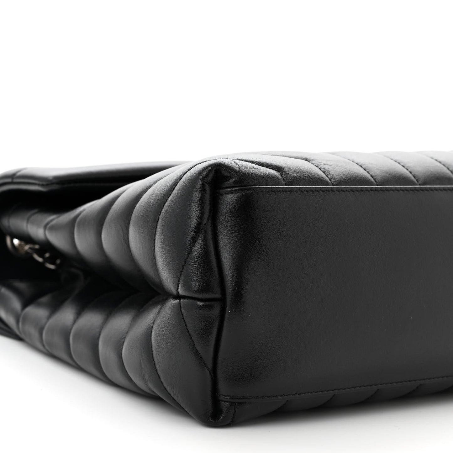 Calfskin Y Quilted Monogram Medium Loulou Chain Satchel Black