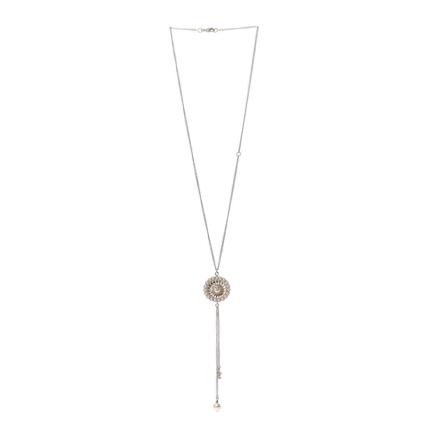 Chanel Pearl Crystal CC Necklace Gold 3 of 4