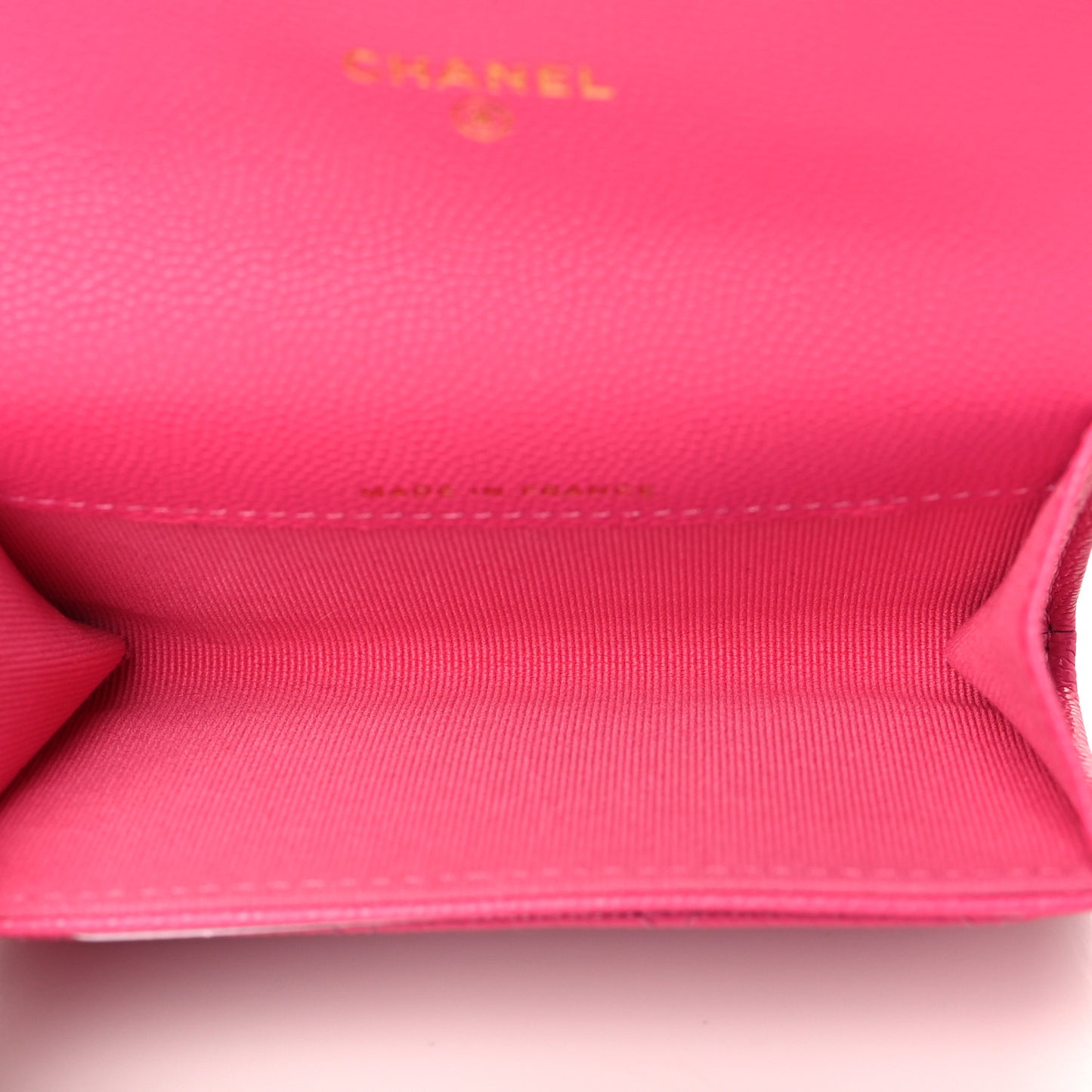 Caviar Quilted Flap Card Holder Wallet Pink