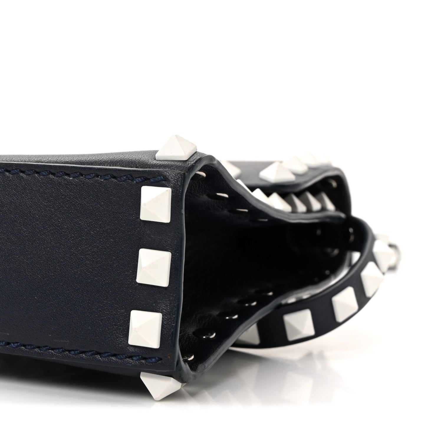 Vitello Colorblock Medium Free Rockstud Flip Lock Crossbody Bag Marine White