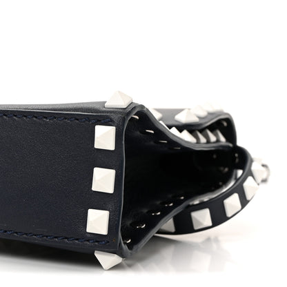 Valentino Garavani Vitello Colorblock Medium Free Rockstud Flip Lock Crossbody Bag Marine White 9 of 9
