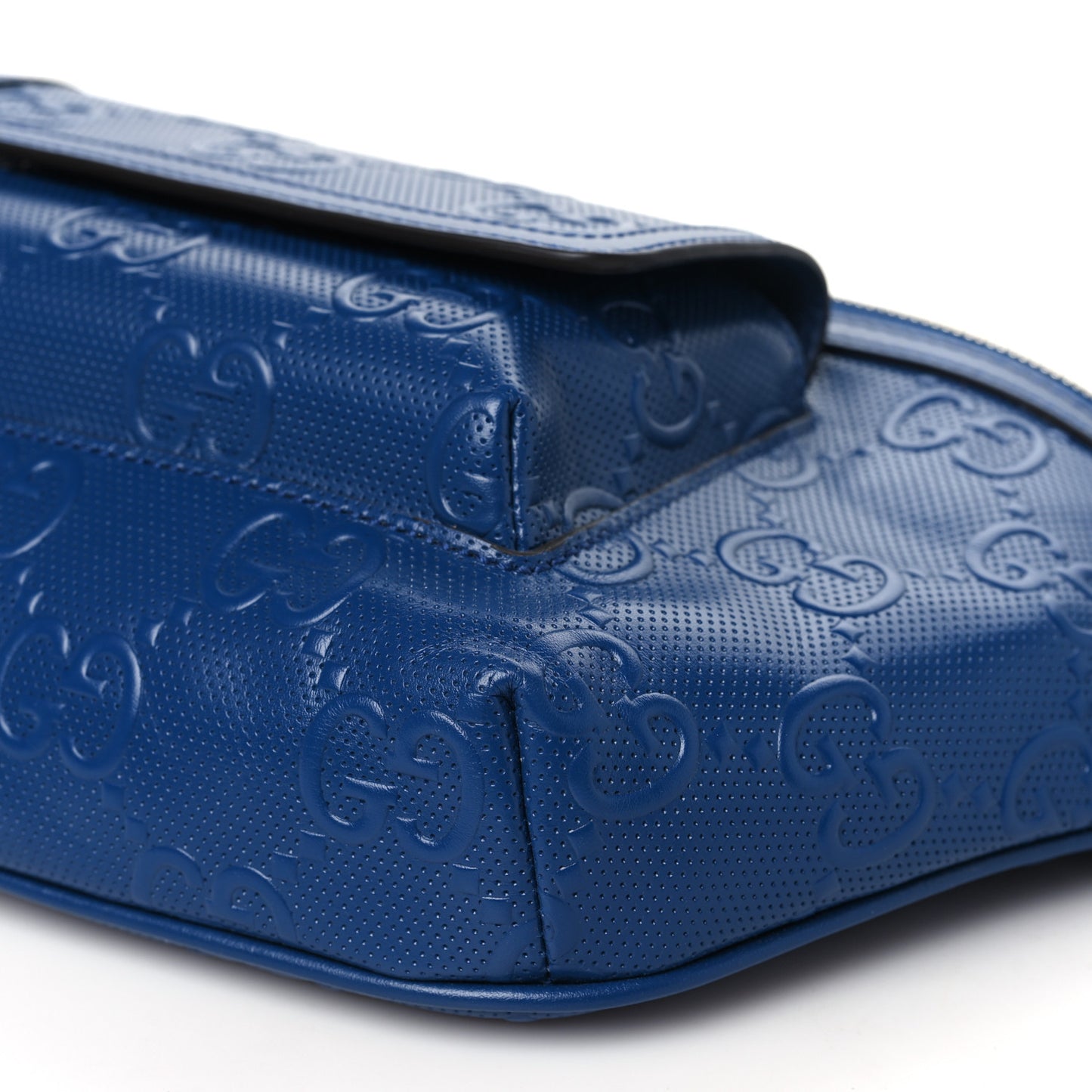 Calfskin GG Tennis Embossed Pocket Belt Bag Blue