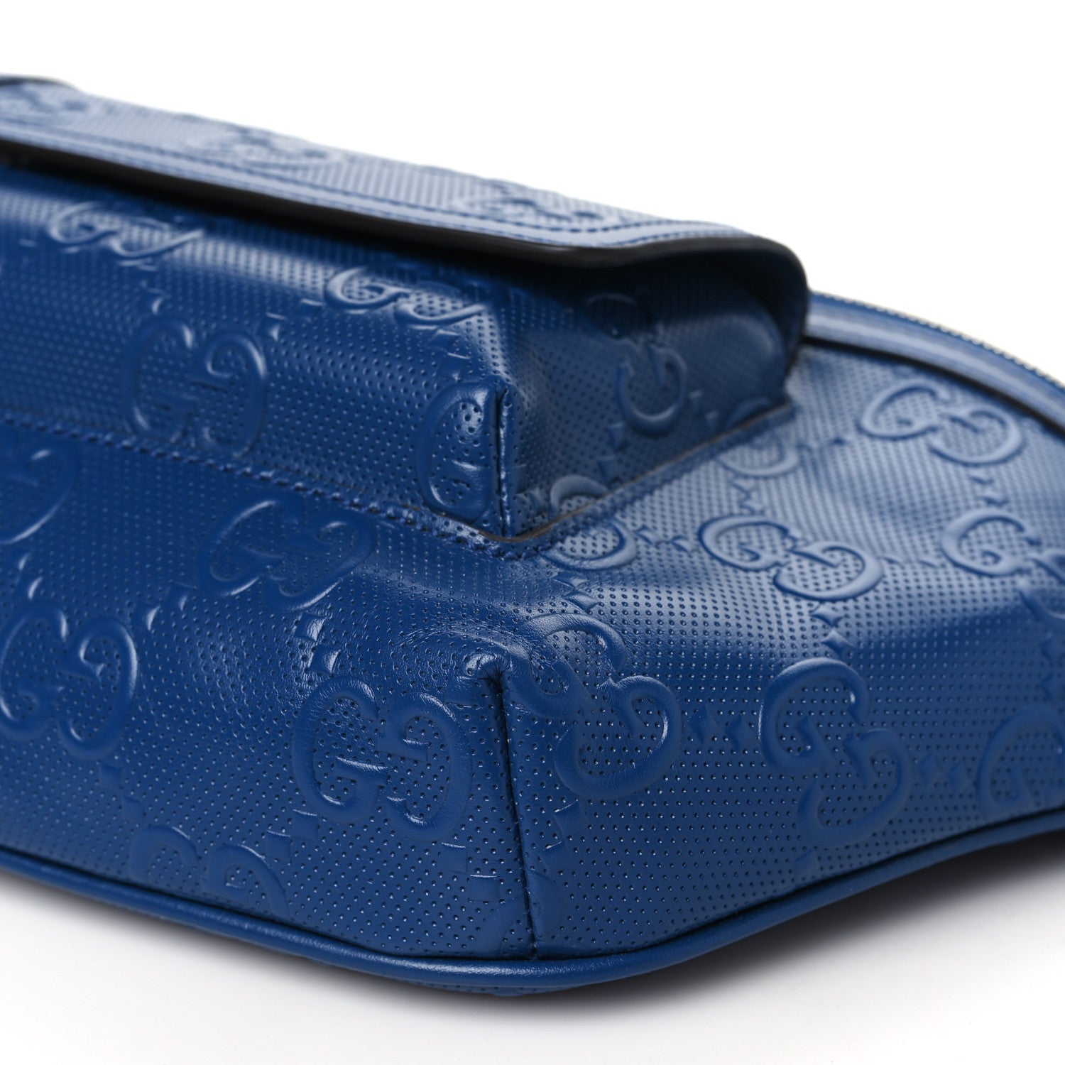 Gucci Calfskin GG Tennis Embossed Pocket Belt Bag Blue 10 of 10