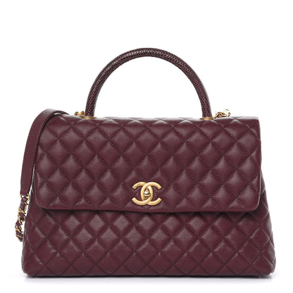 Chanel Caviar Lizard Quilted Medium Coco Handle Flap Burgundy 1 of 10